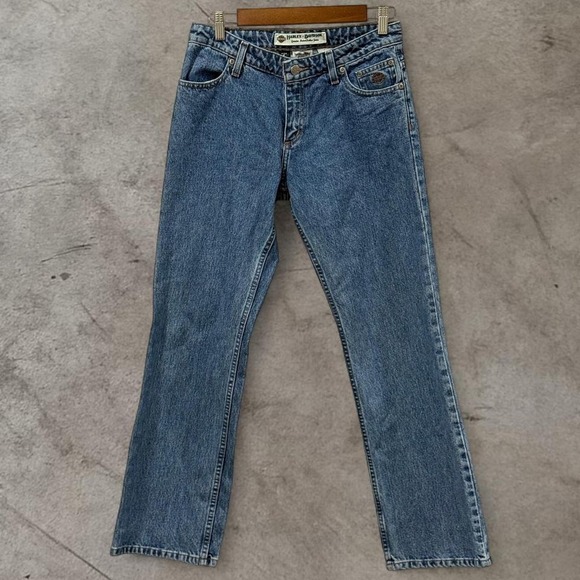 Harley Davidson Jeans Womens Size 4‎ Petite Blue Medium Wash Midrise Biker Denim - Picture 1 of 5